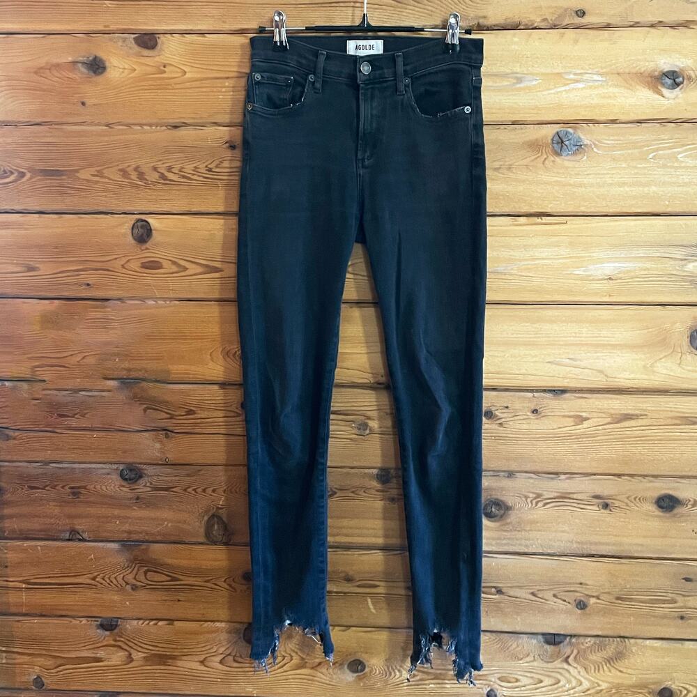 Agolde Sophie Mid-rise Skinny Ankle Raw Hem Black Size 24